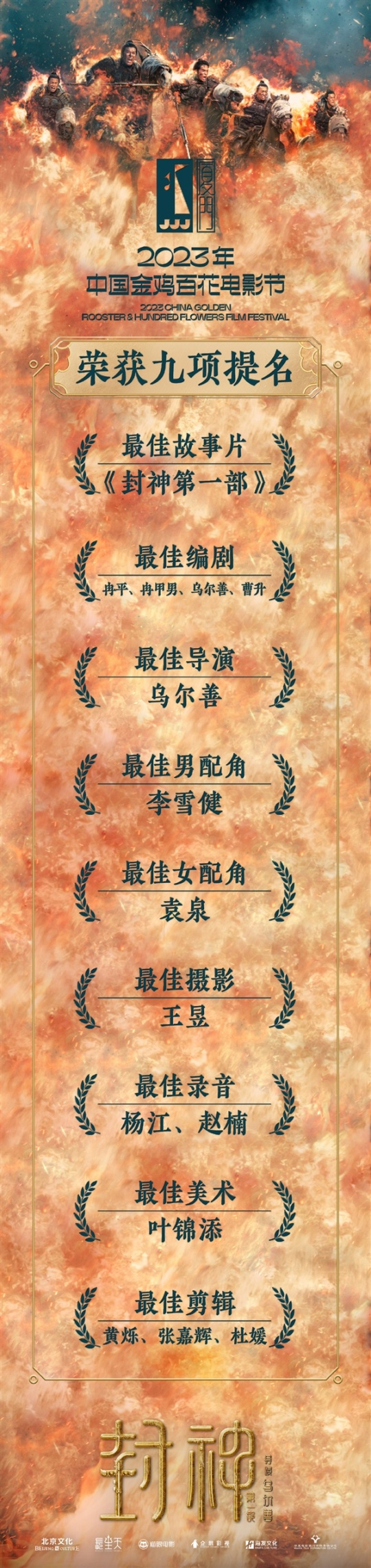 【影视动漫】第36届金鸡奖提名名单：封神真封神了 拿下9项提名-第1张