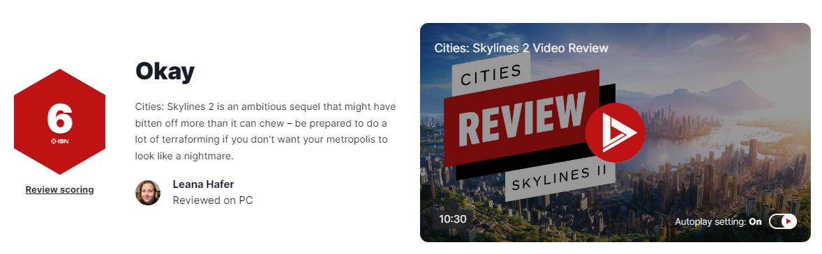 《城市：天際線2》M站均分77 IGN評價6分-第2張