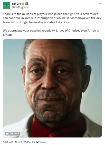 【PC游戏】育碧宣布《孤岛惊魂6》停止更新  会保留在线服务-第1张