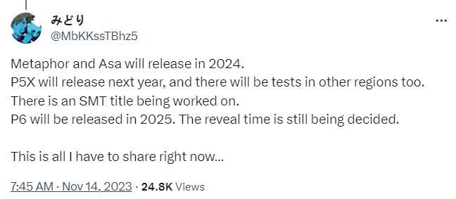【PC游戏】传闻：Atlus多款新作开发中 《女神异闻录6》2025年发售-第0张