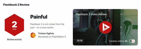 《闪回2》媒体口碑已解禁，IGN为其打出了2分