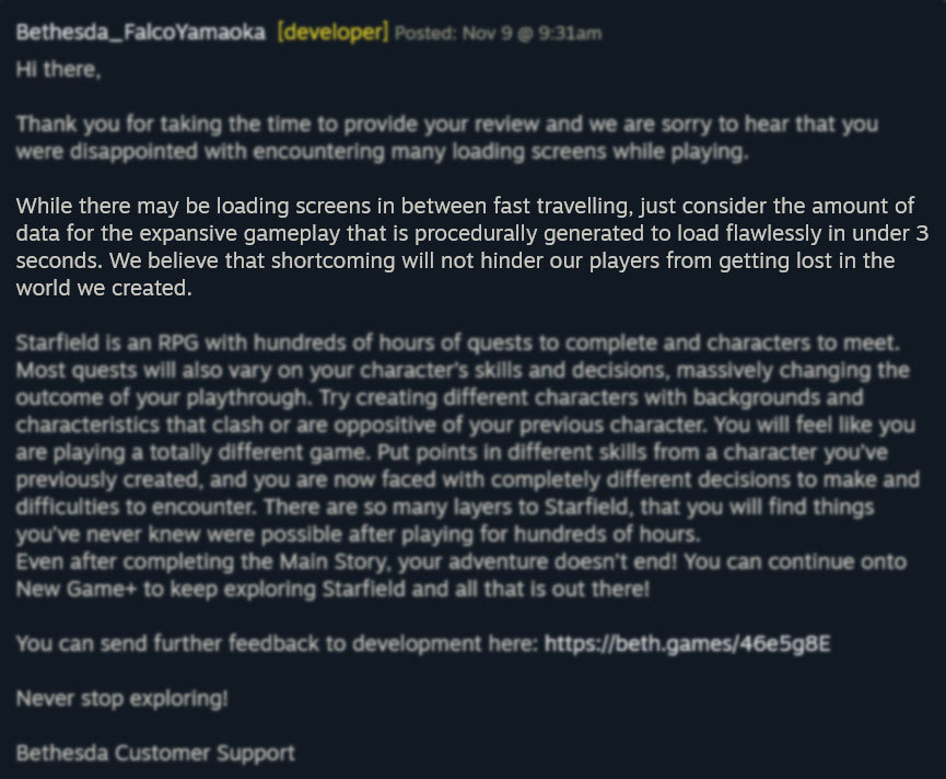 【PC游戏】B社开发者对 Steam上《星空》的负面评论做出回应-第2张