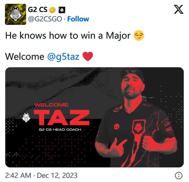 【CS2】官宣：TaZ擔任G2主教練！-第0張