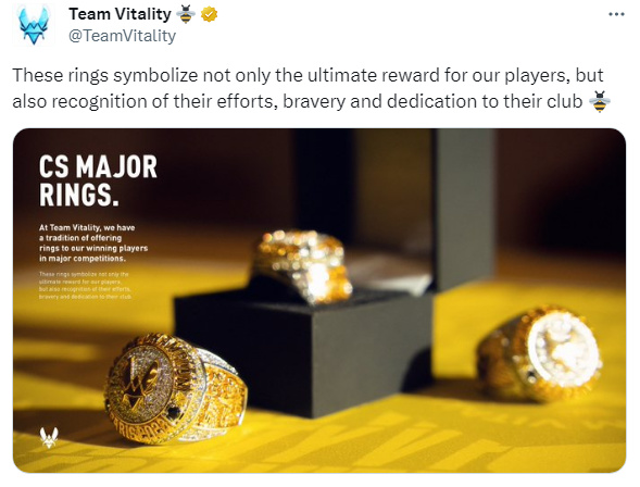 【CS2】Vitality俱乐部打造Major冠军戒指赠予选手-第1张