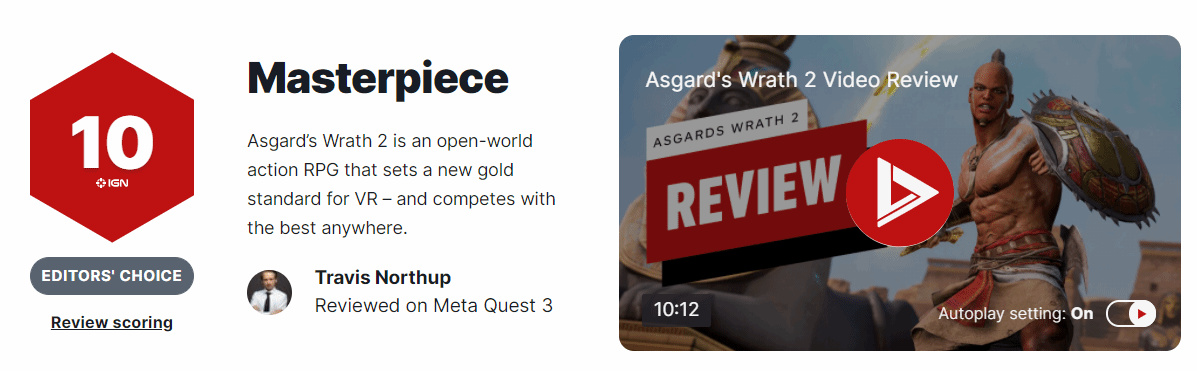 《阿斯加德之怒2》IGN 10分：VR游戏新标杆
