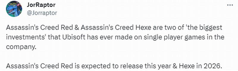 【PC游戏】曝《刺客信条 Red》《Hexe》将是育碧史上最大投资