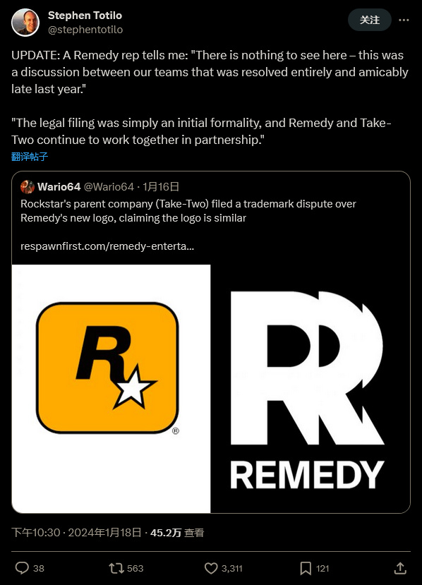 【PC游戏】Remedy：与R星商标争端去年就已友好解决-第1张