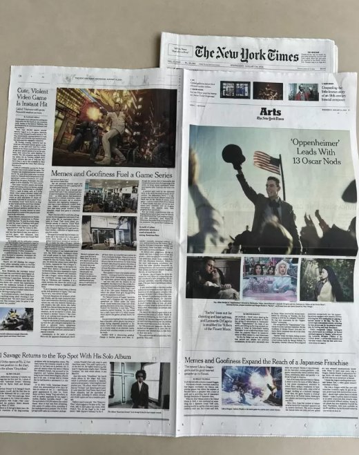 《纽约时报》刊登整版《如龙8》广告 锐评或为“日版”GTA-第1张