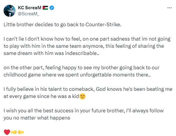 【CS2】ScreaM：相信弟弟的天赋，从小到大每场比赛他都能赢我