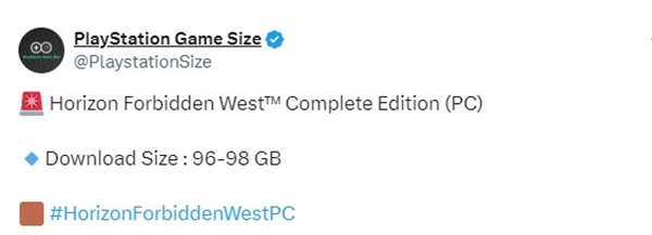 《地平线：西之绝境》PC版容量：约96至98GB