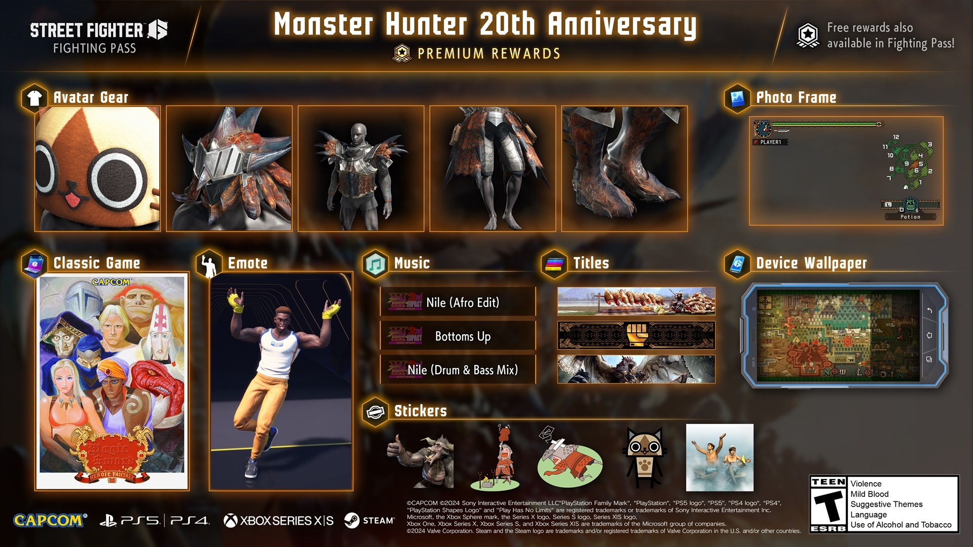 《街頭霸王6》 4月格鬥通行證"Monster Hunter 20週年"現已推出！