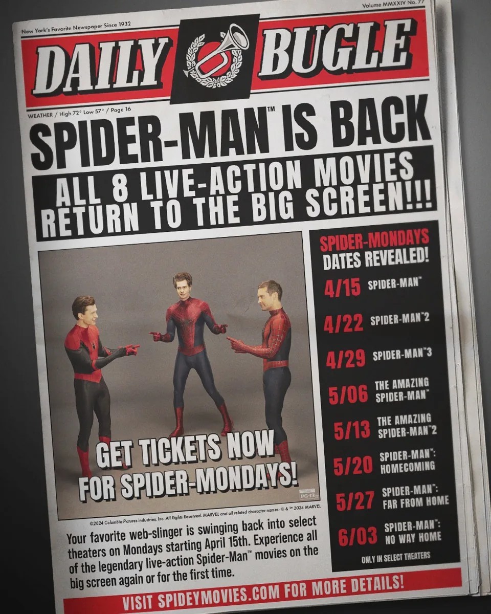 《蜘蛛俠2》重映首日北美票房排名第二-第2張