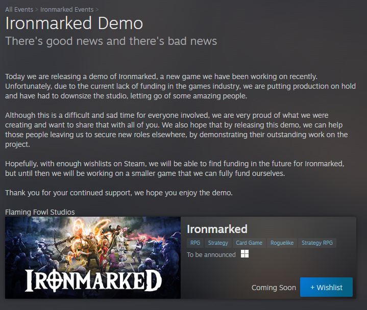 Flaming Fowl工作室公佈新遊戲《Ironmarked》 但暫停開發並裁員-第1張