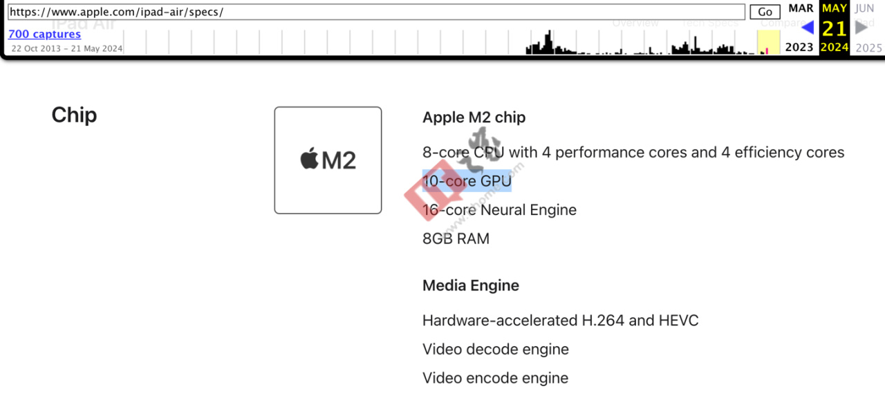 10 核變 9 核GPU版 M2 芯片，2024款蘋果iPad Air官網技術規格更新-第2張