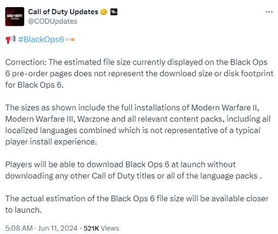 動視官方澄清：《黑色行動6》不需要310GB存儲空間-第1張