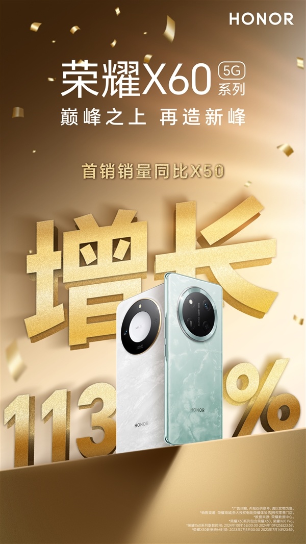 荣耀X60系列卖爆：首销销量同比增长113%-第1张