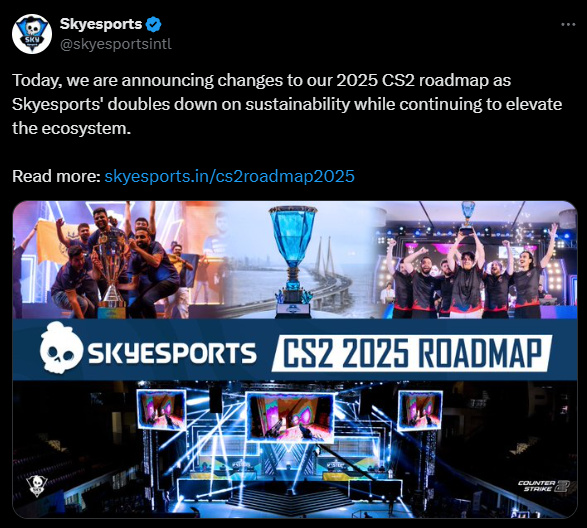 印度主办方Skyesports缩减2025年赛事计划规模