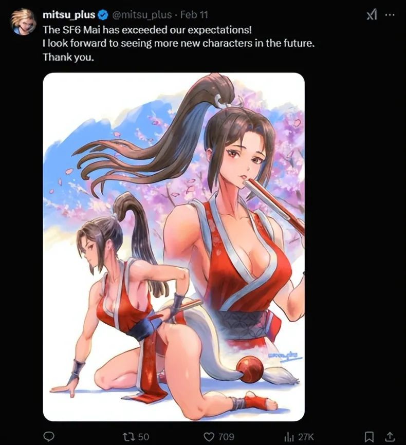 加入街霸6的不知火舞，让官方评论区和玩家一起发癫狂欢