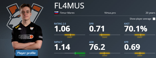 FL4MUS自加入Virtus.pro以来连续四场赛事数据下滑-第2张