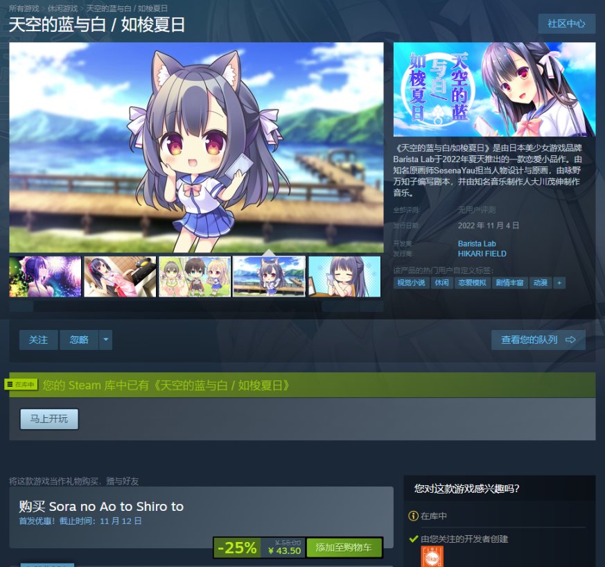 【PC遊戲】戀愛AVG《天空的藍與白/如梭夏日》11月4日登錄STEAM，首發43.5-第3張