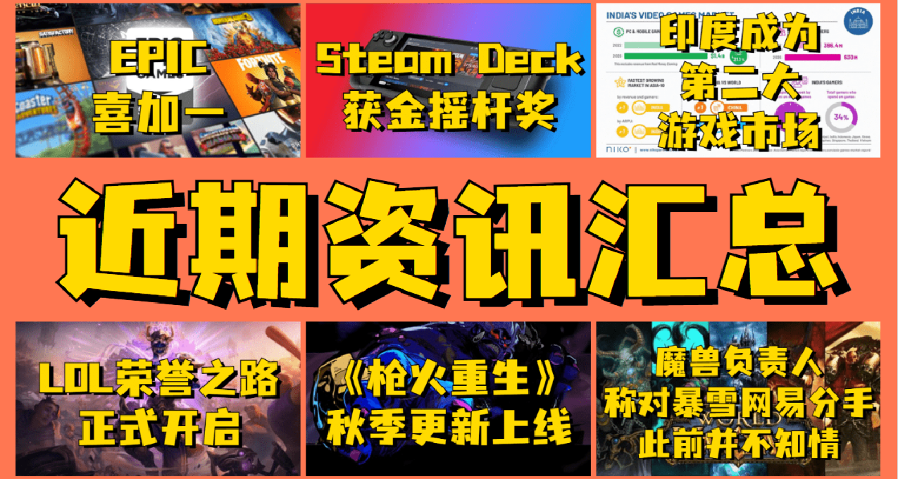 「近期资讯」Steam Deck获金摇杆奖，印度成为第二大游戏市场