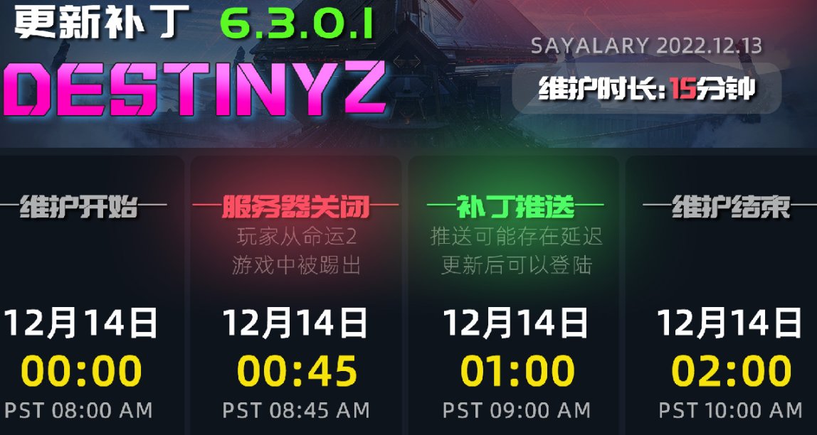 《命運2 停機維護 6.3.0.1補丁》DIM可用丨矛隼丨曙光節 22/12/13