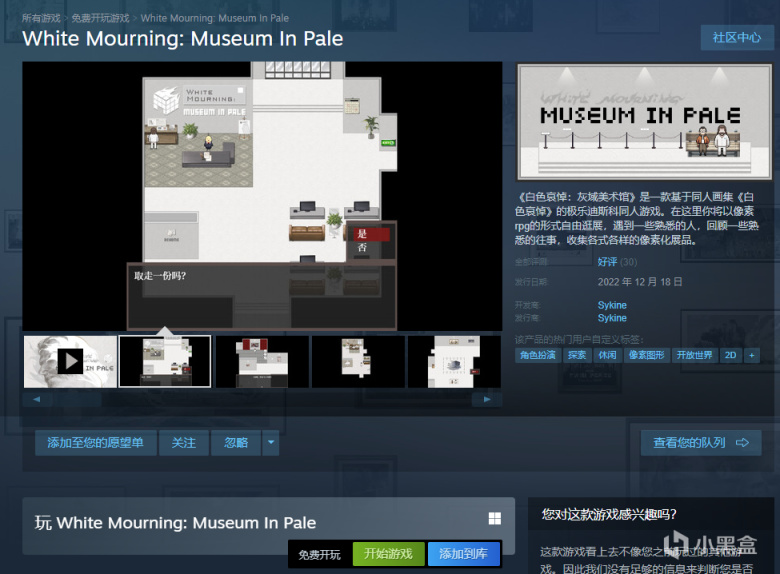 【PC游戏】极乐迪斯科同人游戏《白色哀悼灰域美术馆》现已免费上架Steam-第1张