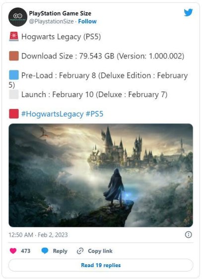 PS5《霍格沃茨之遗》容量接近80GB！2月8日开启预载-第1张