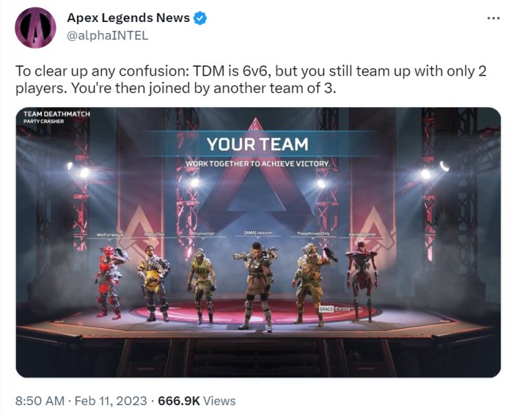 【Apex 英雄】团队死斗引争议，部分玩家希望能六人开黑一起玩