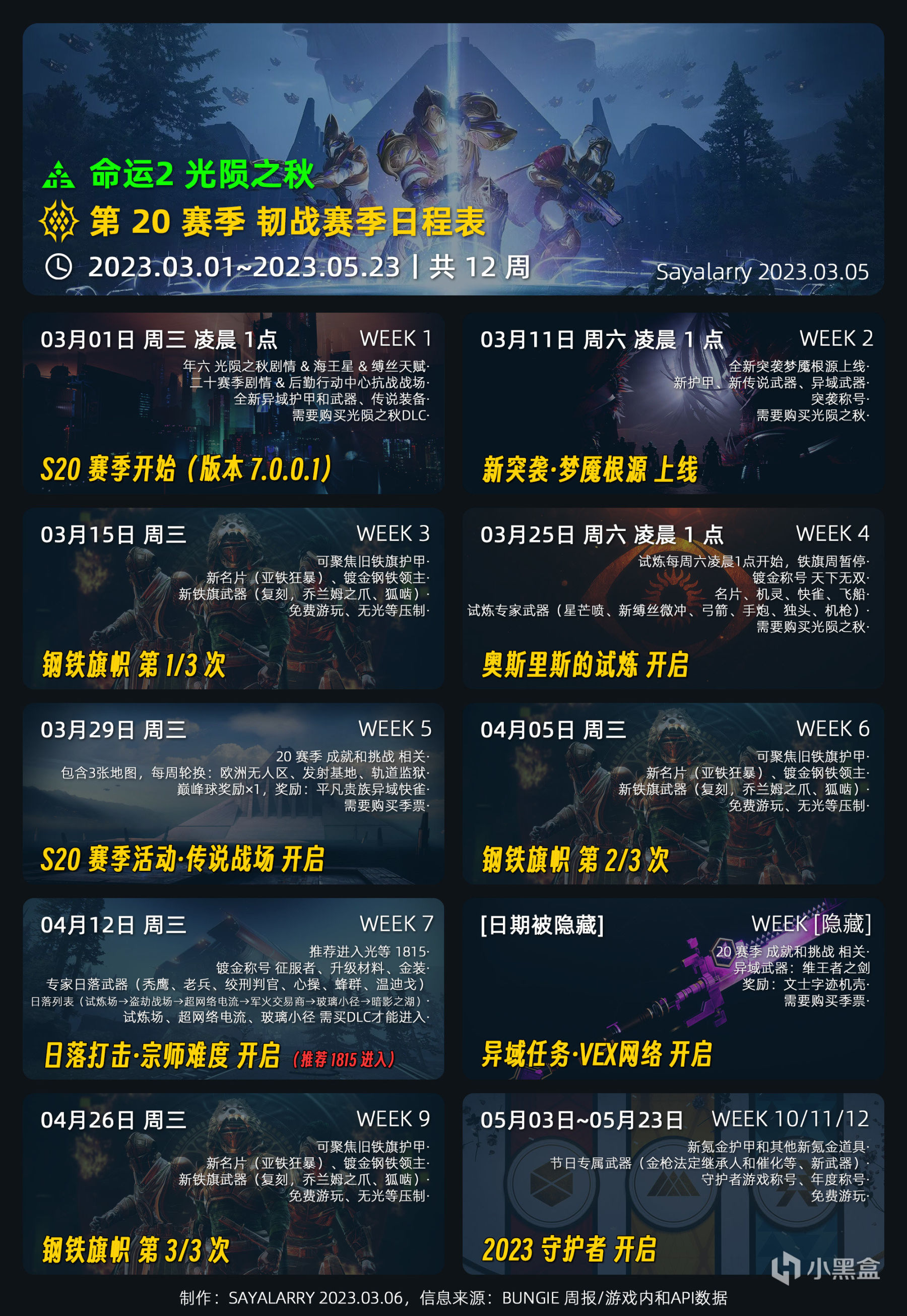《天命2：韌戰賽季》S20賽季日程表 23.03.06