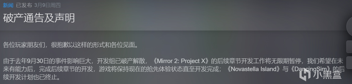 《Mirror 2: Project X》製作者發佈破產公告！-第2張