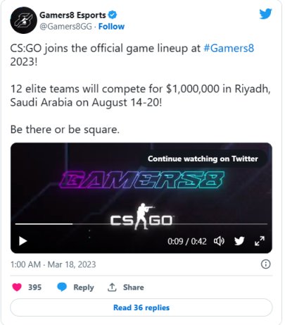 【CS:GO】总奖金100W！Gamers8电竞宣布CSGO正式成为今年比赛项目-第0张