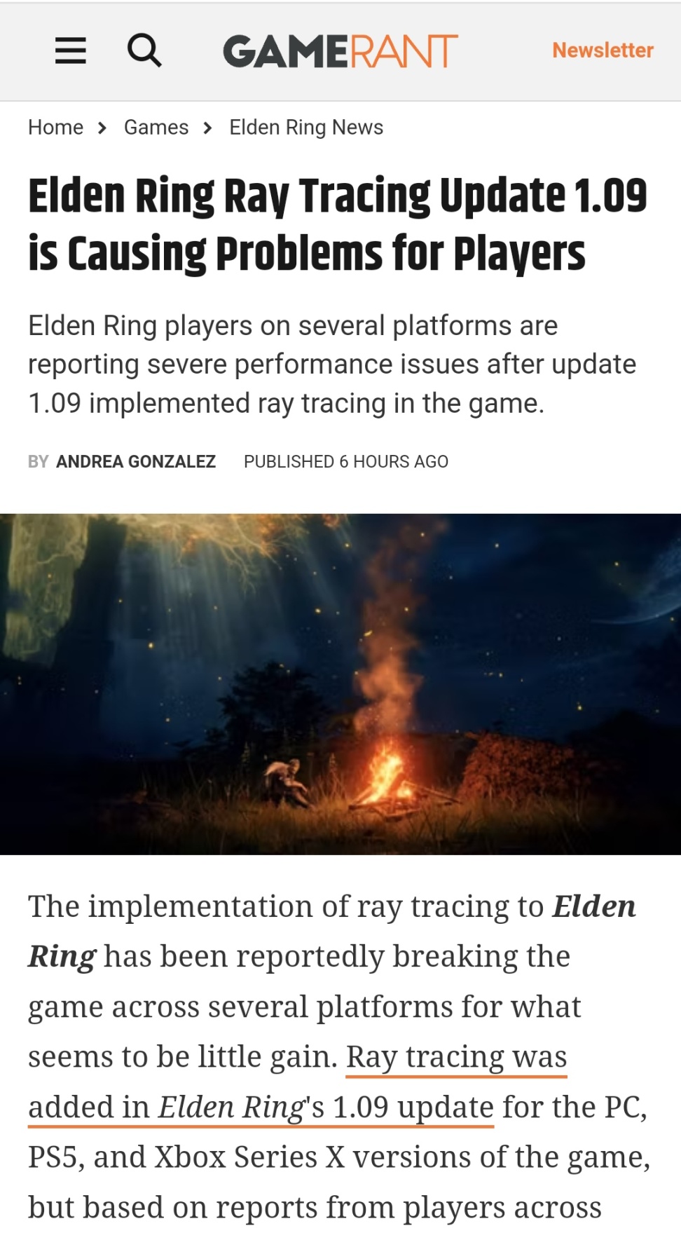 《艾爾登法環》光追更新：或導致幀數銳減、遊戲崩潰等嚴重問題-第0張