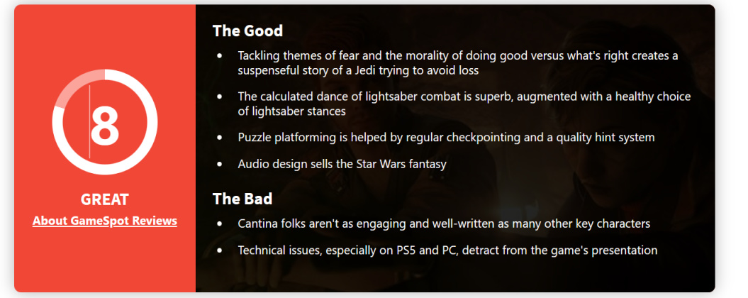《星战 绝地:幸存者》评分解禁:M站均分86分 IGN 9分 GS 8分-第7张