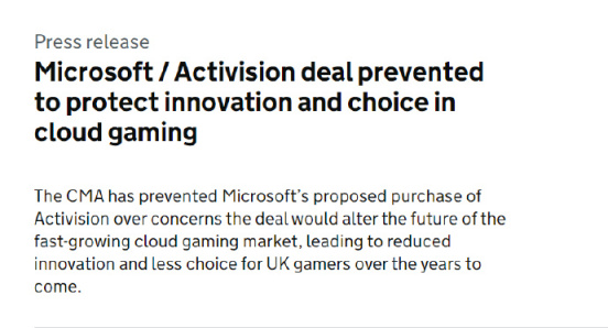 【PC遊戲】命途多舛，CMA正式否決微軟對動視暴雪的收購案-第1張