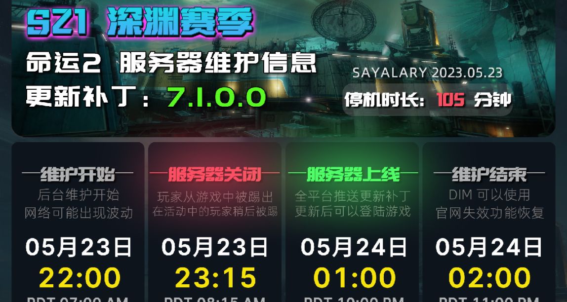 《命运2 S21深渊赛季 》停机维护和预告片时间丨新赛季注意事项！