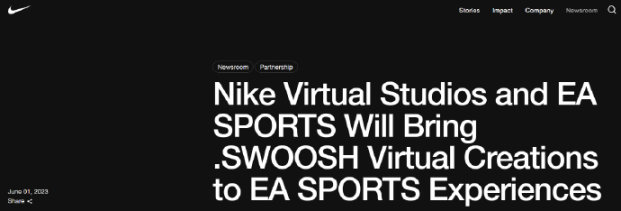 【PC游戏】EA 将与耐克合作，在未来发布的体育游戏中加入NFT