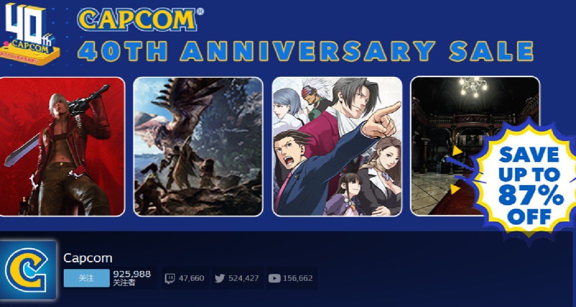 卡普空40週年特賣 全場新平史低（怪物獵人篇）