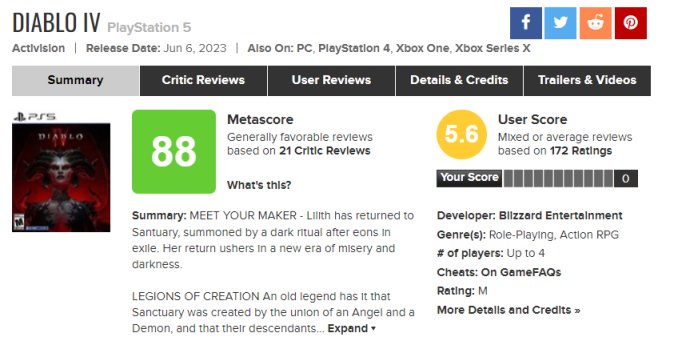 《暗黑破坏神 4》M 站用户评分造大量差评：无创意、道具昂贵-第2张