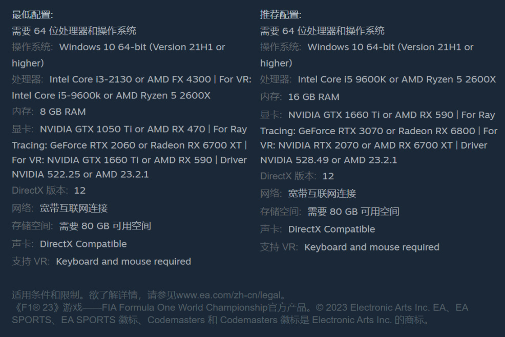 赛车竞速游戏《F1® 23》现已在Steam发售，国区售价￥298/￥418