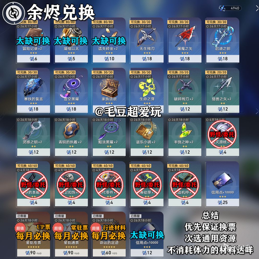 【崩坏：星穹铁道】「V1.1攻略」3个崩铁热知识，你知道几个？余烬兑换优先级整理-第1张