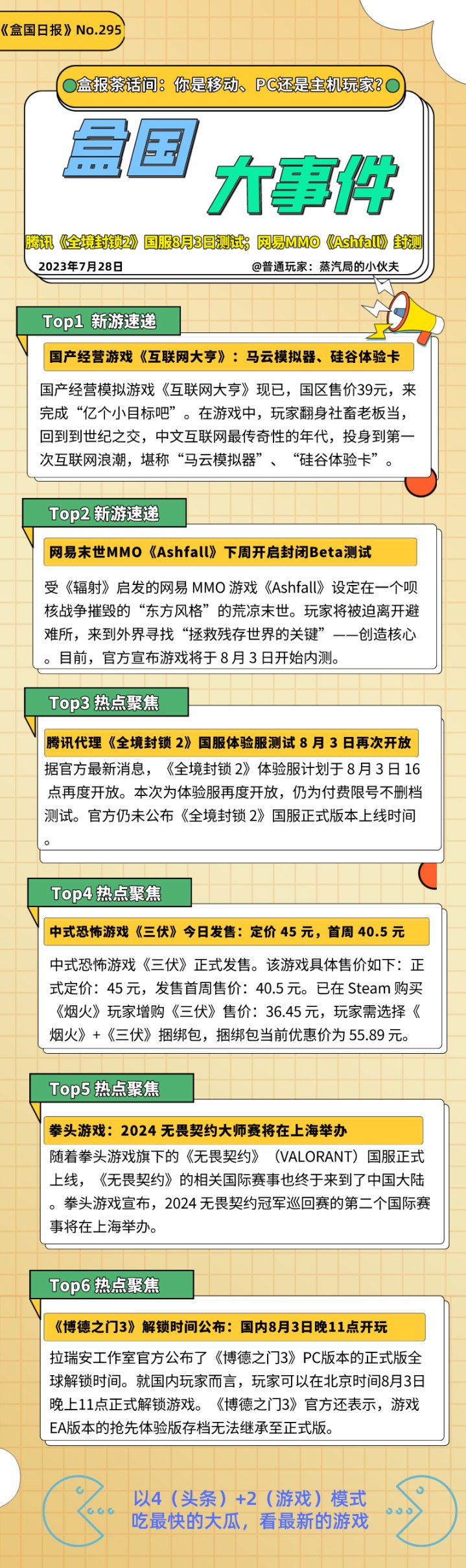 【PC遊戲】盒國日報|騰訊《全境封鎖2》8月3日測試；網易MMO《Ashfall》封測-第0張