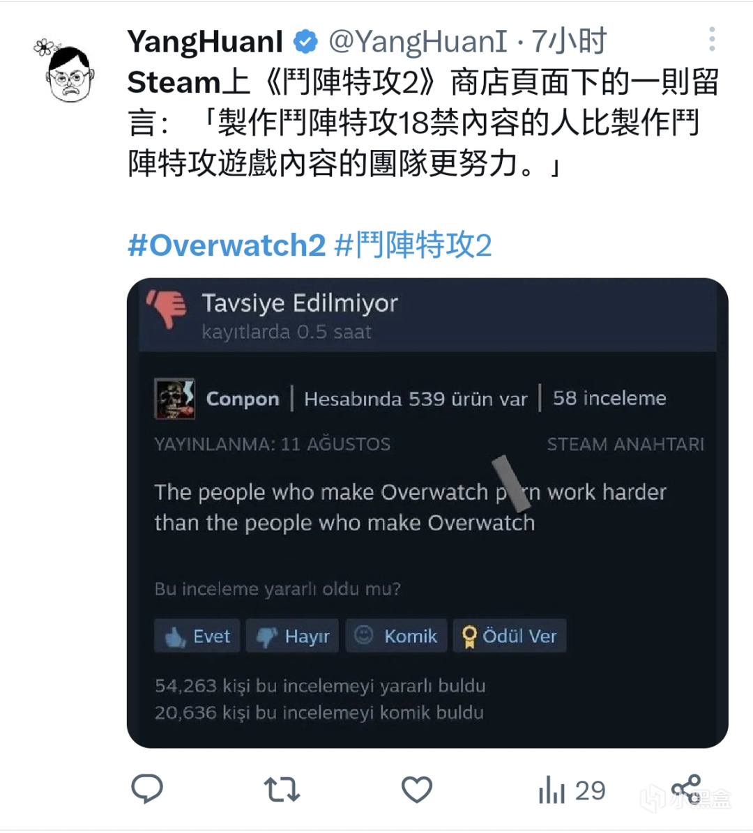 【PC游戏】守望先锋2在Steam灾难性的发售后，部分外网玩家的反应-第6张