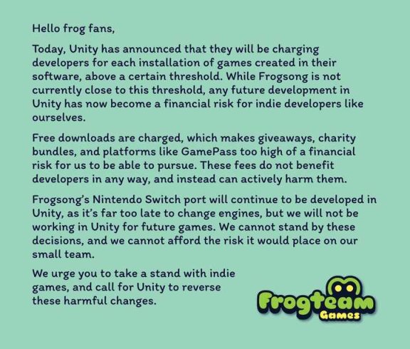 【PC遊戲】遊戲開發者們對Unity新收費政策的銳評：Unity重新定義了價格歧視-第23張