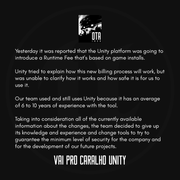 【PC游戏】游戏开发者们对Unity新收费政策的锐评：Unity重新定义了价格歧视-第53张