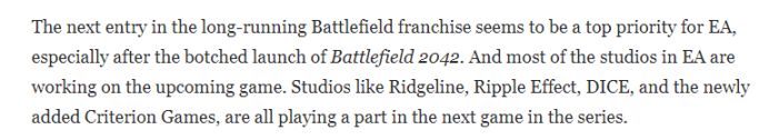 【主机游戏】EA集合至少四家工作室正在开发下一代《战地》-第2张