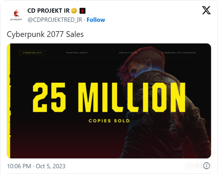 《赛博朋克2077》宣布销量达2500万套，将推续作与真人版计划？-第1张