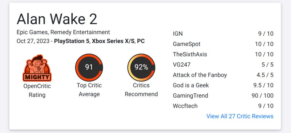 《心靈殺手2》媒體評分解禁：M站89分/OC 91分，IGN9分、GS10分-第4張
