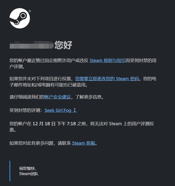 【Steam游戏区】Steam投票点赞功能停权30天与点赞红信的区别-第0张