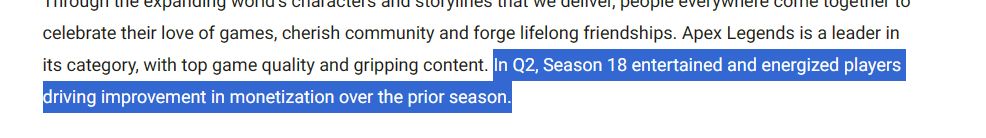 【Apex 英雄】[Apex英雄]EA称S18营收超预期优于S17，但仍不如往年同期-第1张